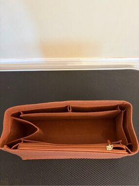 Structured felt Cosmetic Organizer Pouch in Rust Brown